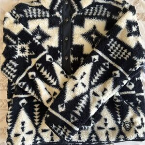 Ariat Black and Cream Geometric Zip Up Sweater